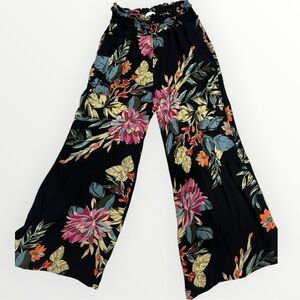 Patrons of Peace - High Waisted Wide Leg Palazzo Flowy Pants Floral / Large